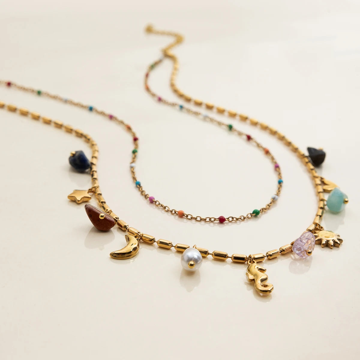 Multi-Charm Layered Necklace